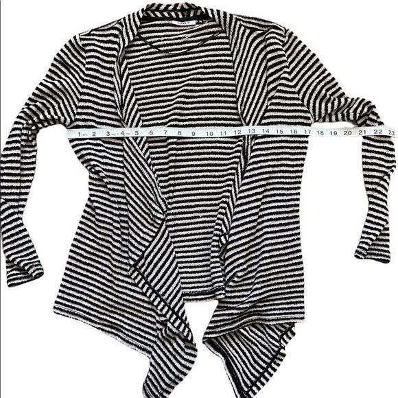 ONLY Black & Tan Striped Knit Open Loose Fit Cardigan Sweater M - Picture 5 of 8